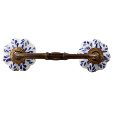 Blue Leaf Ceramic Melon Bridge Handle